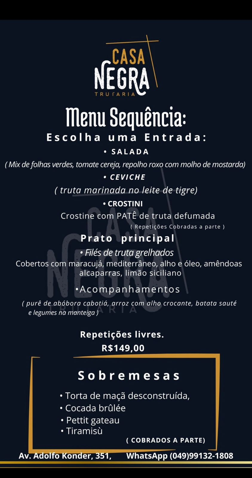 Menu Sequência